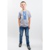 Embroidered t-shirt with short sleeves "Colours" blue/gray